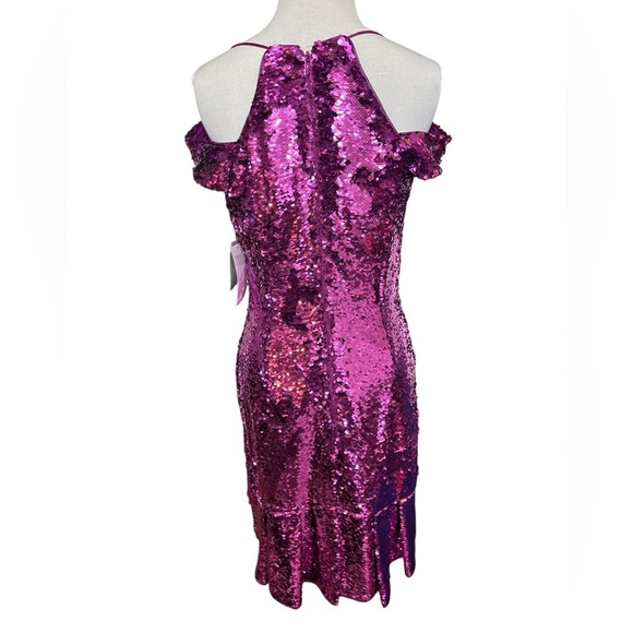 Aidan Mattox Fuschia Pink Flip Sequin Cocktail Party Dress Sz 6 NWT - Picture 2 of 4